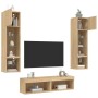 Muebles TV pared con LED 6 pzas madera ingeniería roble Sonoma en Muebles TV | Comprar online en Foru.es