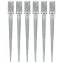 Ground spikes 6 units galvanized steel silver 7x7x75 cm by vidaXL, Spikes for anchoring in the ground - Ref: Foro24-145402, P...