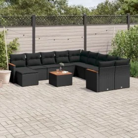 Set de sofás de jardín 12 piezas cojines ratán sintético negro de , Conjuntos de jardín - Ref: Foro24-3258975, Precio: 708,15...