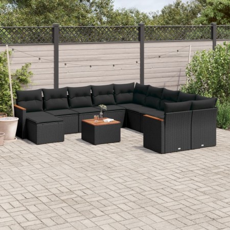 Set de sofás de jardín 12 piezas cojines ratán sintético negro de , Conjuntos de jardín - Ref: Foro24-3258975, Precio: 787,19...
