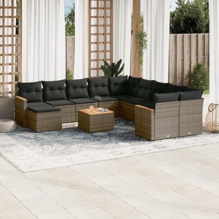 Set de sofás de jardín 12 pzas con cojines ratán sintético gris de , Conjuntos de jardín - Ref: Foro24-3258980, Precio: 711,5...