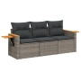 Set de sofá de jardín 3 pzas y cojines ratán sintético gris de , Conjuntos de jardín - Ref: Foro24-3259001, Precio: 224,49 €,...