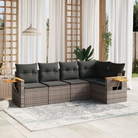 Juego de sofás jardín con cojines 5 pzas ratán sintético gris de , Conjuntos de jardín - Ref: Foro24-3259190, Precio: 349,35 ...