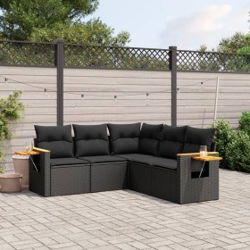 Set de muebles de jardín 5 pzas y cojines ratán sintético negro de , Conjuntos de jardín - Ref: Foro24-3259199, Precio: 398,0...