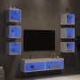 Muebles de TV de pared con LED 8 pzas madera ingeniería blanco en Muebles TV | Comprar online en Foru.es