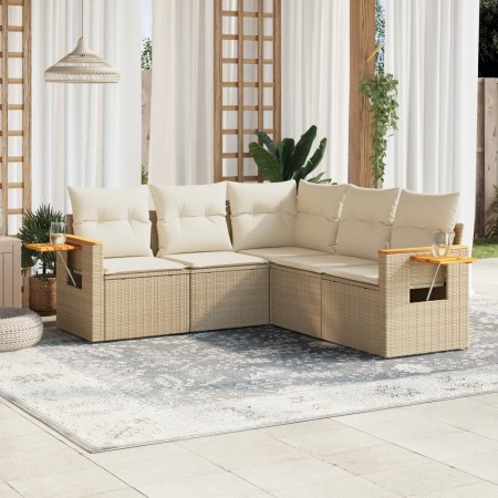 Juego de sofás jardín con cojines 5 pzas ratán sintético beige de , Conjuntos de jardín - Ref: Foro24-3259202, Precio: 400,16...