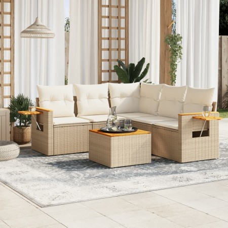 Juego de sofás jardín con cojines 6 pzas ratán sintético beige de , Conjuntos de jardín - Ref: Foro24-3259209, Precio: 441,24...