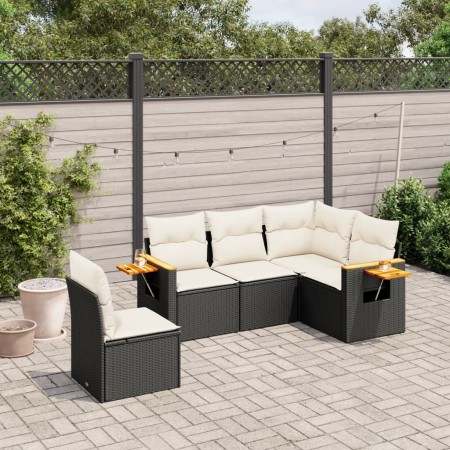 Set de muebles de jardín 5 pzas y cojines ratán sintético negro de , Conjuntos de jardín - Ref: Foro24-3259214, Precio: 340,7...