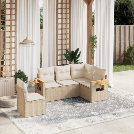 Juego de sofás jardín con cojines 5 pzas ratán sintético beige de , Conjuntos de jardín - Ref: Foro24-3259216, Precio: 400,16...