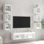 Muebles de TV de pared con LED 8 pzas madera ingeniería blanco en Muebles TV | Comprar online en Foru.es