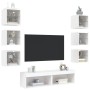 Muebles de TV de pared con LED 8 pzas madera ingeniería blanco en Muebles TV | Comprar online en Foru.es