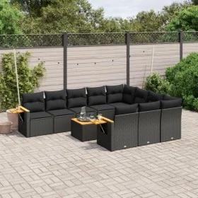 Set de sofás de jardín 11 pzas y cojines ratán sintético negro de , Conjuntos de jardín - Ref: Foro24-3259584, Precio: 682,78...