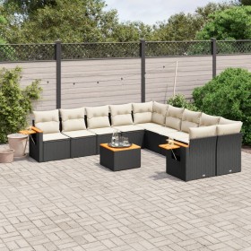 Set de sofás de jardín 11 pzas y cojines ratán sintético negro de , Conjuntos de jardín - Ref: Foro24-3259599, Precio: 643,57...