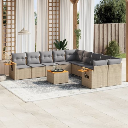 Set de sofás de jardín 11pzas con cojines ratán sintético beige de , Conjuntos de jardín - Ref: Foro24-3259602, Precio: 674,4...
