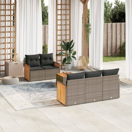 Set de muebles de jardín 6 pzas y cojines ratán sintético gris de , Conjuntos de jardín - Ref: Foro24-3259869, Precio: 402,94...