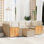 Set sofás de jardín 7 piezas y cojines ratán sintético beige de , Conjuntos de jardín - Ref: Foro24-3259881, Precio: 503,52 €...