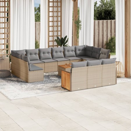 Set sofás de jardín 14 pzas con cojines ratán sintético beige de , Conjuntos de jardín - Ref: Foro24-3260547, Precio: 857,59 ...