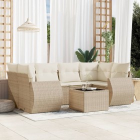 Set sofás de jardín 7 piezas y cojines ratán sintético beige de , Conjuntos de jardín - Ref: Foro24-3253455, Precio: 541,89 €...