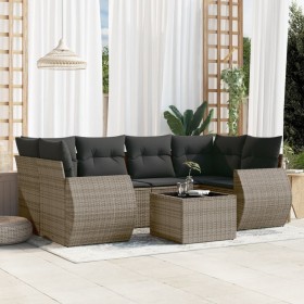 Set de sofás de jardín 7 piezas con cojines ratán PE gris de , Conjuntos de jardín - Ref: Foro24-3253457, Precio: 469,84 €, D...