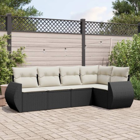 Set de muebles de jardín 5 pzas y cojines ratán sintético negro de , Conjuntos de jardín - Ref: Foro24-3253663, Precio: 341,3...
