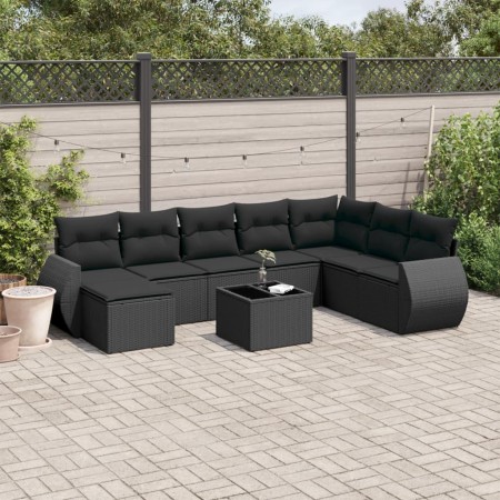Set de sofás de jardín 8 piezas y cojines ratán sintético negro de , Conjuntos de jardín - Ref: Foro24-3254102, Precio: 566,7...