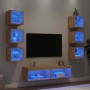 Muebles TV pared con LED 8 pzas madera ingeniería roble Sonoma en Muebles TV | Comprar online en Foru.es