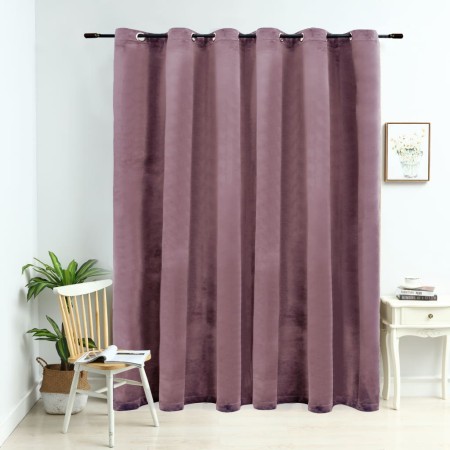 Cortina opaca y anillas metal terciopelo rosa viejo 290x245cm de vidaXL, Cortinas y visillos - Ref: Foro24-134523, Precio: 43...