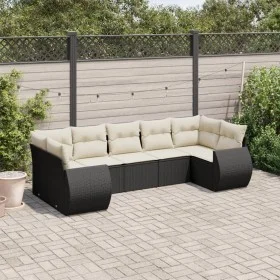 Set de comedor de jardín 7 pzas y cojines ratán sintético negro de , Conjuntos de jardín - Ref: Foro24-3254123, Precio: 464,7...