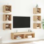 Muebles TV pared con LED 8 pzas madera ingeniería roble Sonoma en Muebles TV | Comprar online en Foru.es
