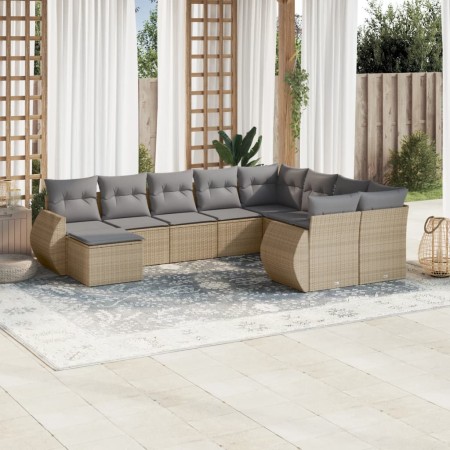 Juego de sofás jardín con cojines beige 10 pzas ratán sintético de , Conjuntos de jardín - Ref: Foro24-3254196, Precio: 679,6...