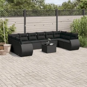 Set de sofás de jardín 11 pzas y cojines ratán sintético negro de , Conjuntos de jardín - Ref: Foro24-3254212, Precio: 722,79...