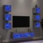 Muebles TV pared con LED 8 pzas madera ingeniería gris hormigón en Muebles TV | Comprar online en Foru.es