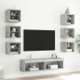Muebles TV pared con LED 8 pzas madera ingeniería gris hormigón en Muebles TV | Comprar online en Foru.es
