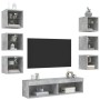 Muebles TV pared con LED 8 pzas madera ingeniería gris hormigón en Muebles TV | Comprar online en Foru.es