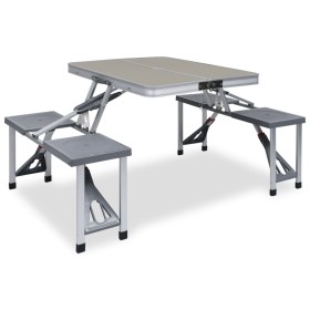 Mesa de camping plegable con 4 asientos acero aluminio de vidaXL, Mobiliario de camping - Ref: Foro24-47686, Precio: 113,66 €...