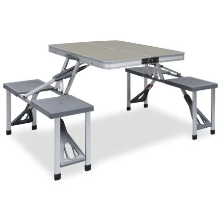 Mesa de camping plegable con 4 asientos acero aluminio de vidaXL, Mobiliario de camping - Ref: Foro24-47686, Precio: 104,97 €...