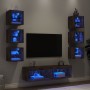 Muebles TV pared con LED 8 pzas madera ingeniería roble ahumado en Muebles TV | Comprar online en Foru.es
