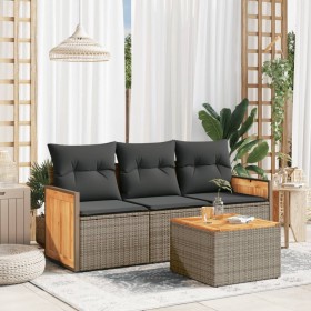 Set de sofás de jardín 4 pzas y cojines ratán sintético gris de , Conjuntos de jardín - Ref: Foro24-3227446, Precio: 237,31 €...