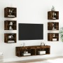Muebles TV pared con LED 8 pzas madera ingeniería roble ahumado en Muebles TV | Comprar online en Foru.es