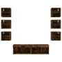 Muebles TV pared con LED 8 pzas madera ingeniería roble ahumado en Muebles TV | Comprar online en Foru.es