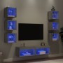 Muebles TV pared con LED 8 pzas madera ingeniería gris Sonoma en Muebles TV | Comprar online en Foru.es