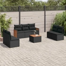 Set de sofás de jardín 8 piezas y cojines ratán sintético negro de , Conjuntos de jardín - Ref: Foro24-3227560, Precio: 460,3...