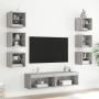 Muebles TV pared con LED 8 pzas madera ingeniería gris Sonoma en Muebles TV | Comprar online en Foru.es