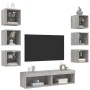 Muebles TV pared con LED 8 pzas madera ingeniería gris Sonoma en Muebles TV | Comprar online en Foru.es