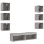 Muebles TV pared con LED 8 pzas madera ingeniería gris Sonoma en Muebles TV | Comprar online en Foru.es
