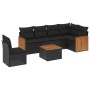 Set de comedor de jardín 7 pzas y cojines ratán sintético negro de , Conjuntos de jardín - Ref: Foro24-3227700, Precio: 433,7...