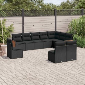 Set de sofás de jardín 10 pzas cojines ratán sintético negro de , Conjuntos de jardín - Ref: Foro24-3227749, Precio: 613,95 €...