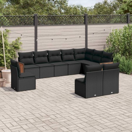 Set de sofás de jardín 10 pzas cojines ratán sintético negro de , Conjuntos de jardín - Ref: Foro24-3227749, Precio: 613,95 €...