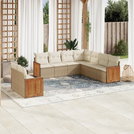 Set de sofás de jardín 9 pzas con cojines ratán sintético beige de , Conjuntos de jardín - Ref: Foro24-3227780, Precio: 581,8...