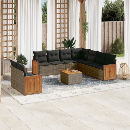 Set de sofás de jardín 10 pzas con cojines ratán sintético gris de , Conjuntos de jardín - Ref: Foro24-3227789, Precio: 619,2...